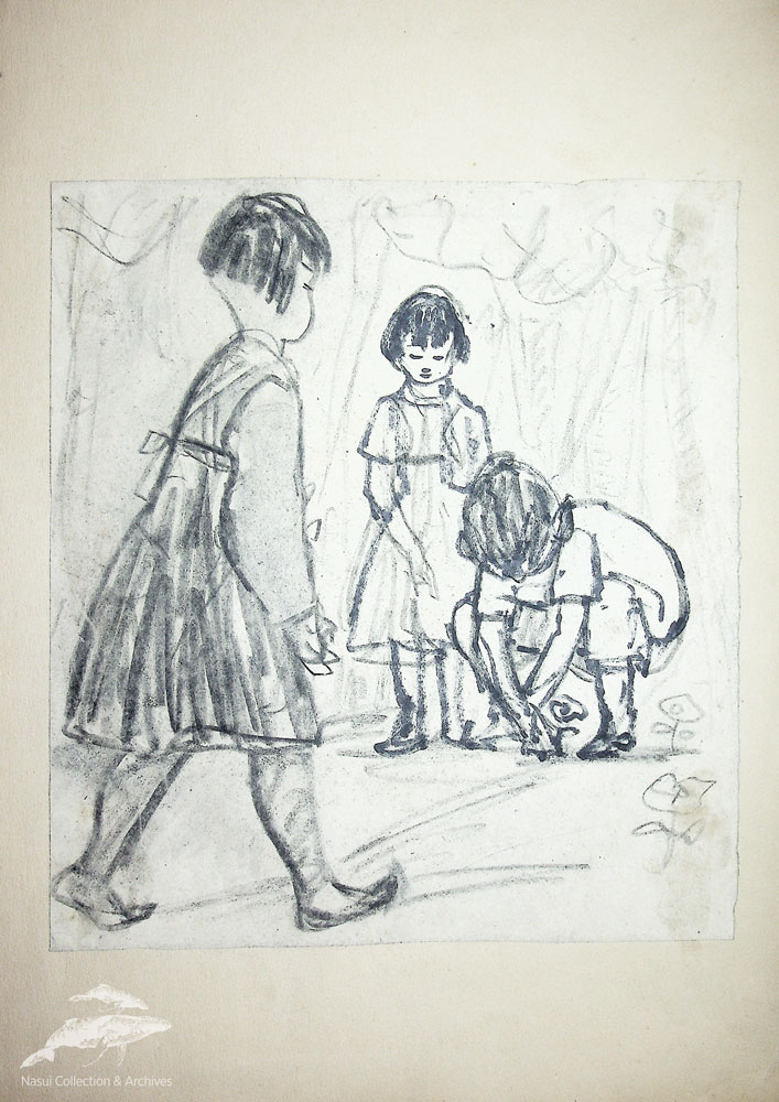 Gion Mihail, Pak Za, carbune pe hartie, 42x30 cm