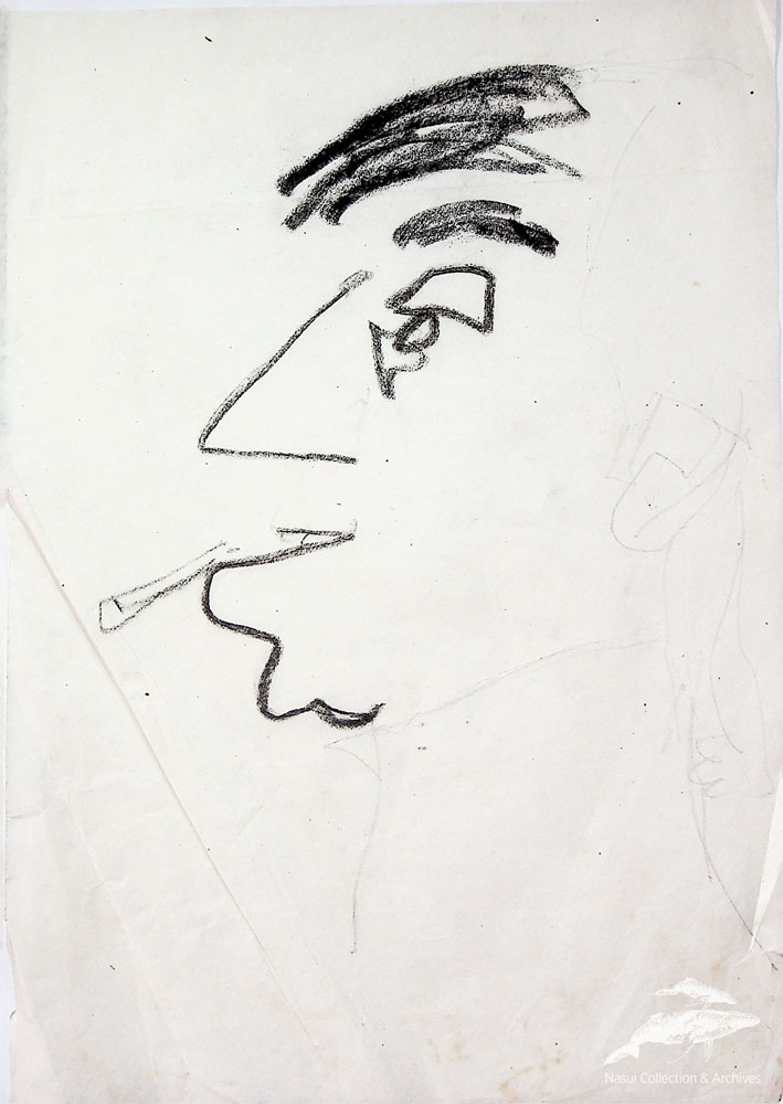 Gion Mihail, Schiță caricatură, 30x21 cm