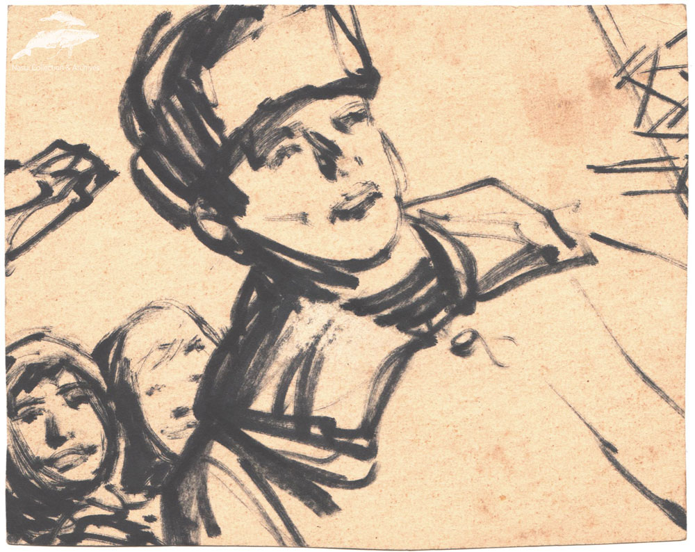 Gion Mihail, Schiță, cariocă, 12,5x15x5 cm