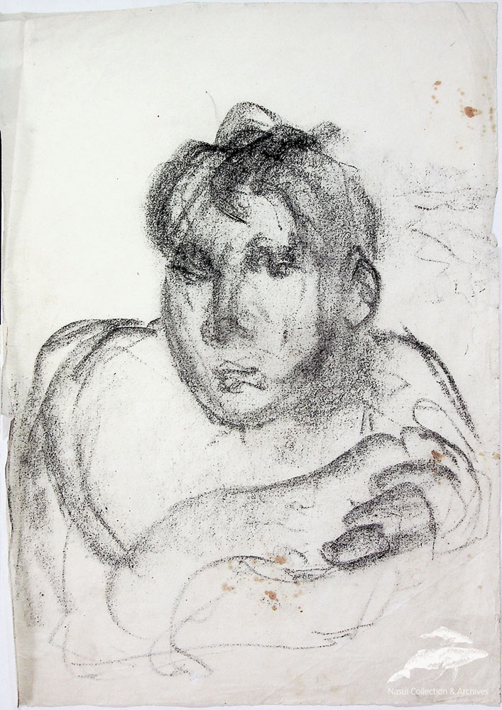 Gion Mihail, Schiță de portret tânăr, 30x21 cm