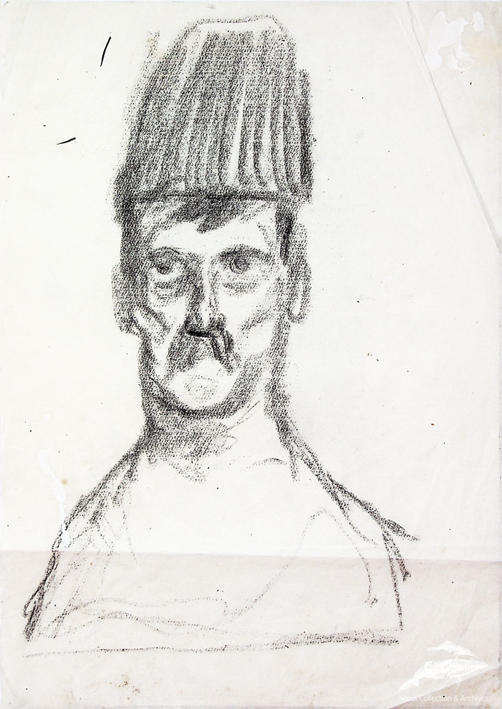 Gion Mihail, Schiță de portret țăran, 30x21 cm