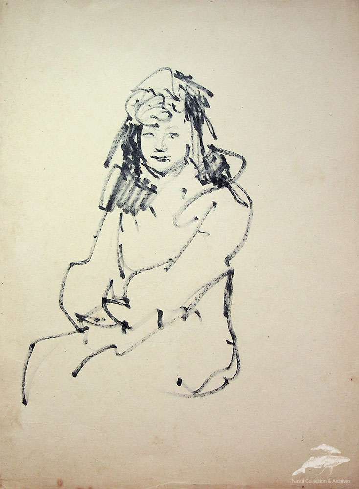 Gion Mihail, Schiţă fată, 27,5x20 cm