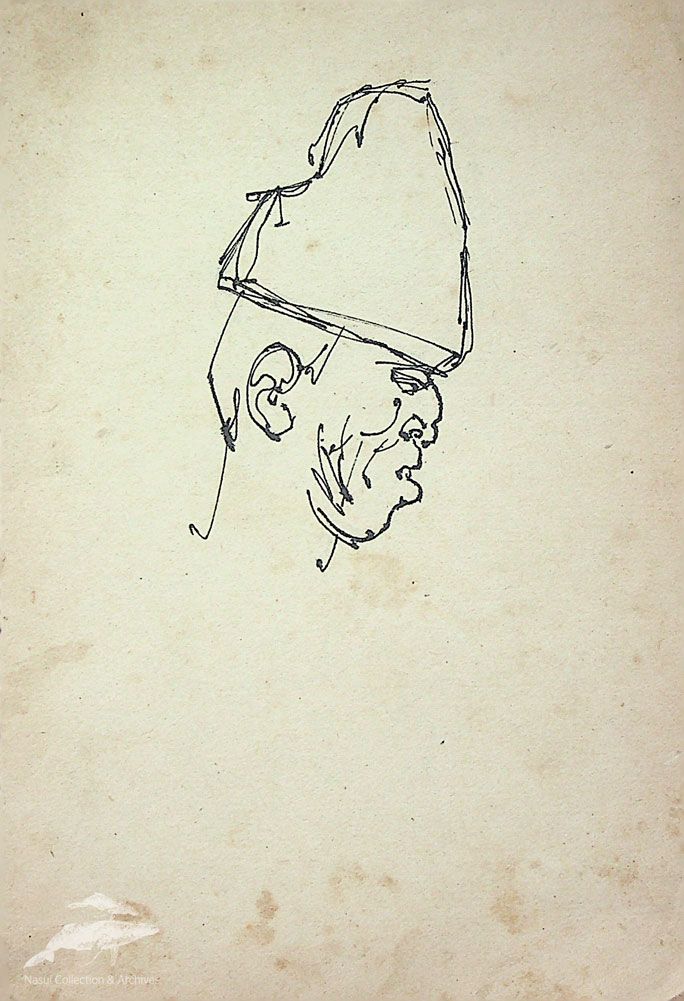 Gion Mihail, Schiță portret, 21x14 cm