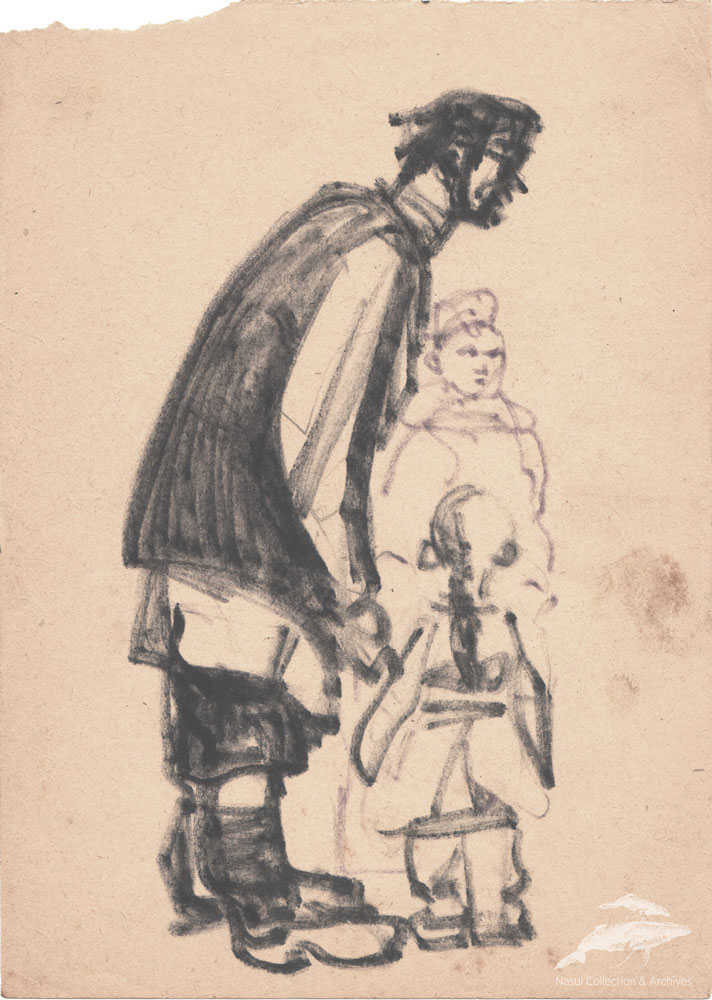 Gion Mihail, Taran cu copii 23,5x17 cm