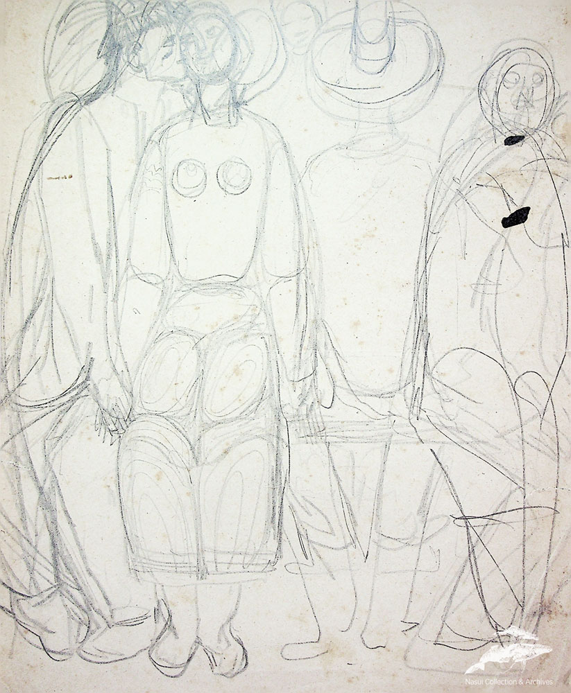 Gion Mihail, Țărani, 29,5x24,5 cm