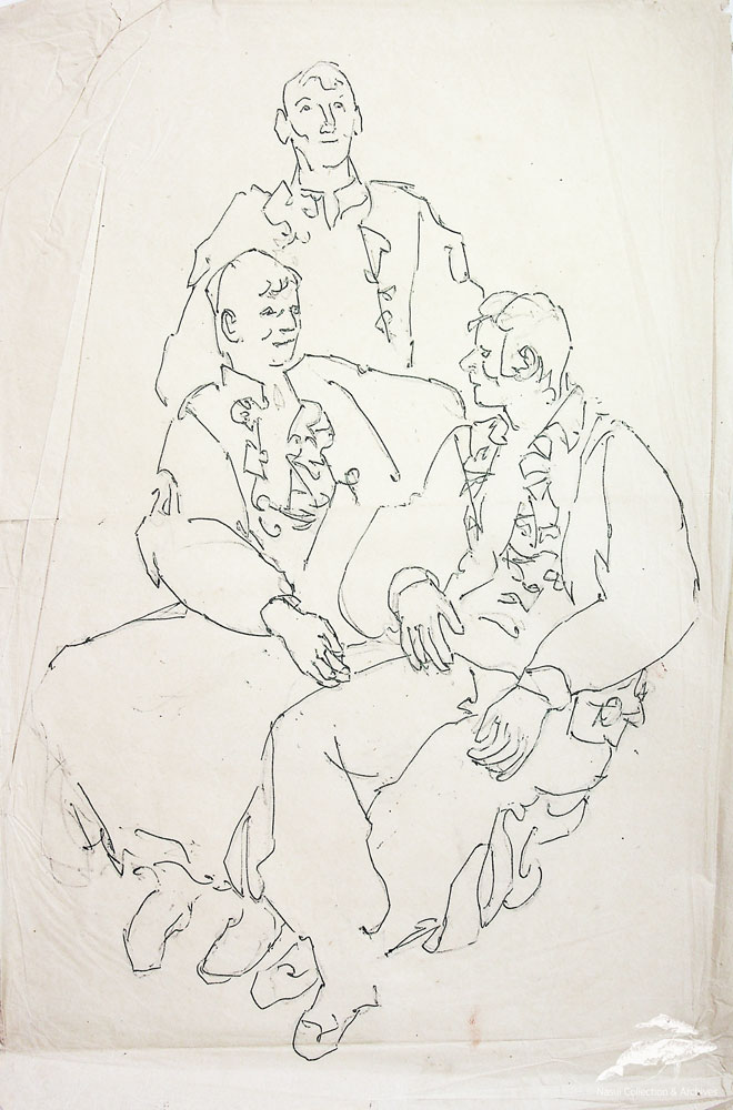Gion Mihail, Țărani, 38x26 cm