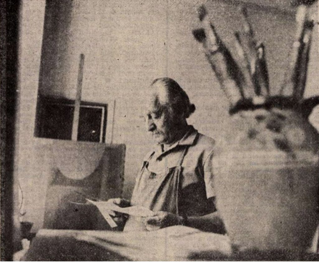 Vasile Dobrian in atelier, foto Ion Predosanu, Flacăra, nr 4, 1981